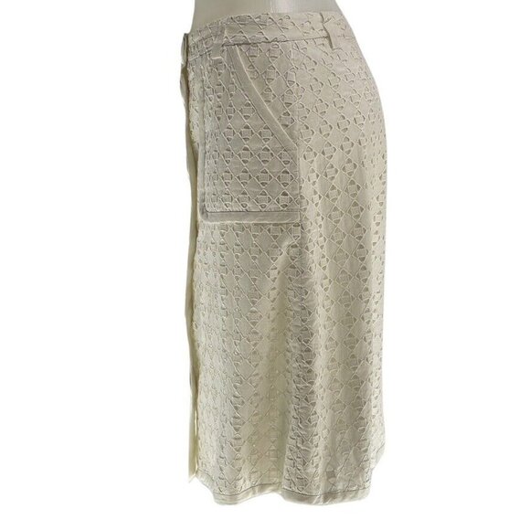 Tibi New York Womens Lace Midi Skirt Size 6 Ivory Button Front - Picture 3 of 10